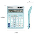 Калькулятор настольный BRAUBERG EXTRA PASTEL-12-LB (206x155 мм), 12 разрядов, двойное питание, ГОЛУБОЙ, 250486 250486