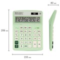 Калькулятор настольный BRAUBERG EXTRA PASTEL-12-LG (206x155 мм), 12 разрядов, двойное питание, МЯТНЫЙ, 250488 250488