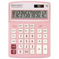 Калькулятор настольный BRAUBERG EXTRA PASTEL-12-PK (206x155 мм), 12 разрядов, двойное питание, РОЗОВЫЙ, 250487 250487