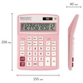 Калькулятор настольный BRAUBERG EXTRA PASTEL-12-PK (206x155 мм), 12 разрядов, двойное питание, РОЗОВЫЙ, 250487 250487