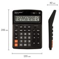 Калькулятор настольный BRAUBERG EXTRA-12-BK (206x155 мм), 12 разрядов, двойное питание, ЧЕРНЫЙ, 250481 250481