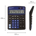 Калькулятор настольный BRAUBERG EXTRA-12-BKBU (206x155 мм), 12 разрядов, двойное питание, ЧЕРНО-СИНИЙ, 250472 250472
