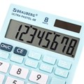 Калькулятор настольный BRAUBERG ULTRA PASTEL-08-LB, КОМПАКТНЫЙ (154x115 мм), 8 разрядов, двойное питание, ГОЛУБОЙ, 250513 250513