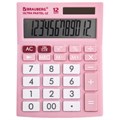 Калькулятор настольный BRAUBERG ULTRA PASTEL-12-PK (192x143 мм), 12 разрядов, двойное питание, РОЗОВЫЙ, 250503 250503