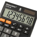 Калькулятор настольный BRAUBERG ULTRA-08-BK, КОМПАКТНЫЙ (154x115 мм), 8 разрядов, двойное питание, ЧЕРНЫЙ, 250507 250507