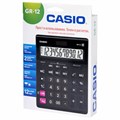 Калькулятор настольный CASIO GR-12-W (209х155 мм), 12 разрядов, двойное питание, черный, европодвес, GR-12-W-EP 250380