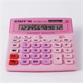 Калькулятор настольный STAFF STF-888-12-PK (200х150 мм) 12 разрядов, двойное питание, РОЗОВЫЙ, 250452 250452